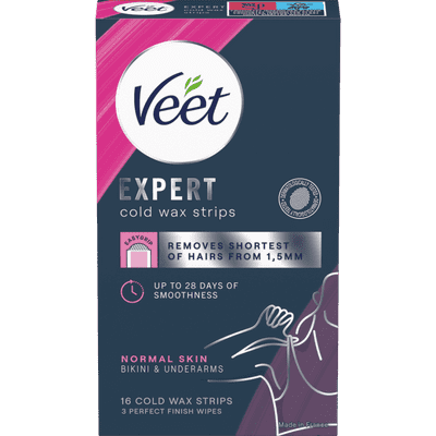 Veet Expert Cold Wax Strips Bikiniraja & Kainalot Normaalille iholle 16 kpl 