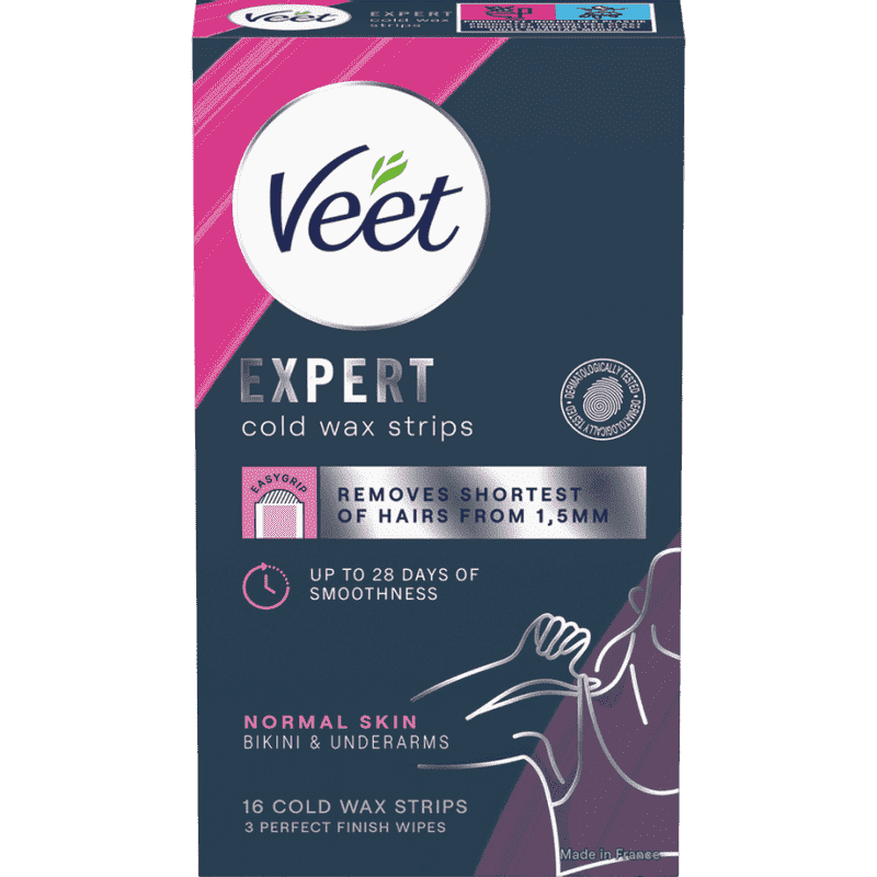 Veet Expert Cold Wax Strips Bikiniraja & Kainalot Normaalille iholle 16 kpl 