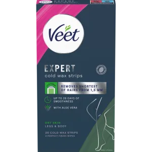Veet Expert Cold Wax Strips Jalat & Keho Kuivalle iholle 20 kpl 