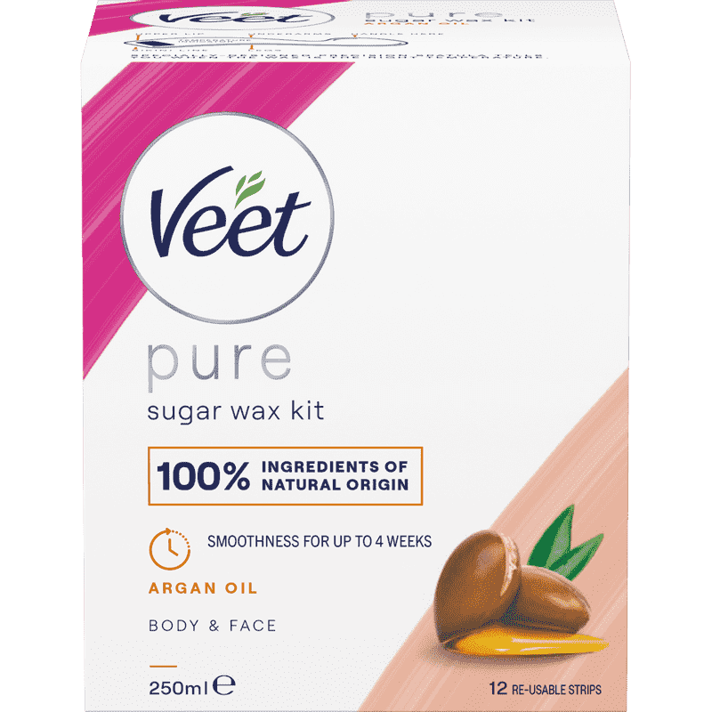 Veet Pure Sugar Wax Kit Arganöljyä Keho & Kasvot 250 ml