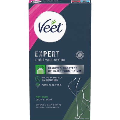 Veet Expert Cold Wax Strips Jalat & Keho Kuivalle iholle 20 kpl 