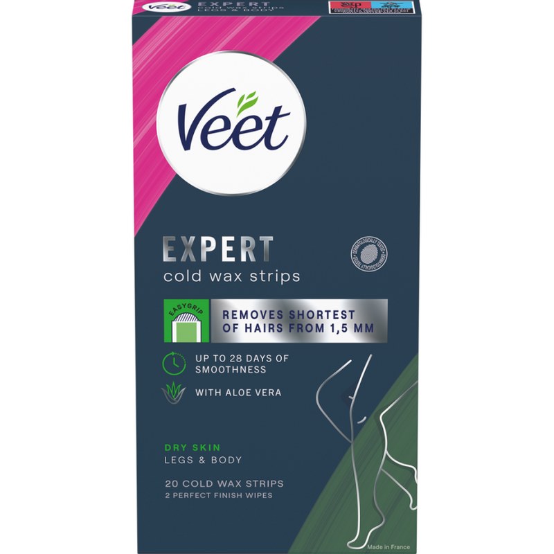 Veet Expert Cold Wax Strips Jalat & Keho Kuivalle iholle 20 kpl 