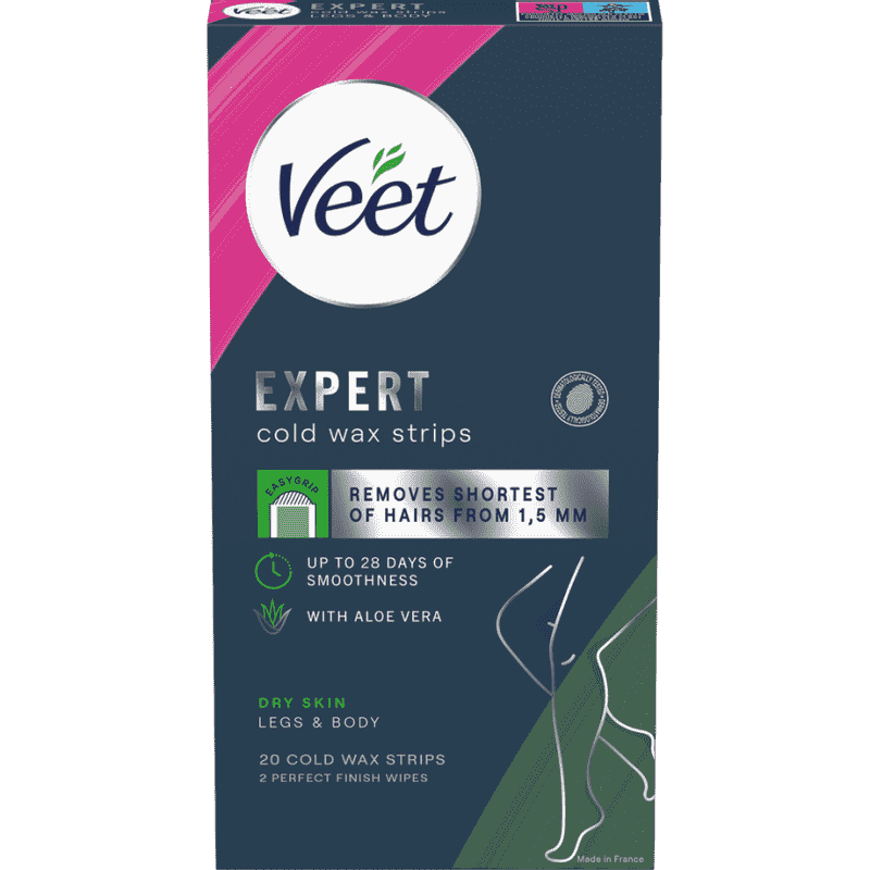 Veet Expert Cold Wax Strips Jalat & Keho Kuivalle iholle 20 kpl 