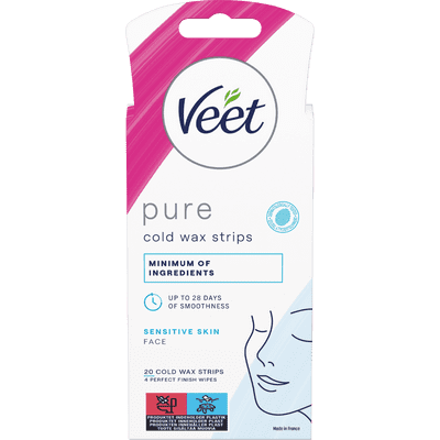 Veet Pure Cold Wax Strips Kasvot Herkälle iholle 20 kpl