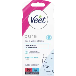 Veet Pure Cold Wax Strips Kasvot Herkälle iholle 20 kpl