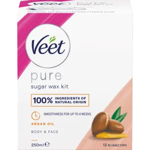 Veet Pure Sugar Wax Kit Arganöljyä Keho & Kasvot 250 ml